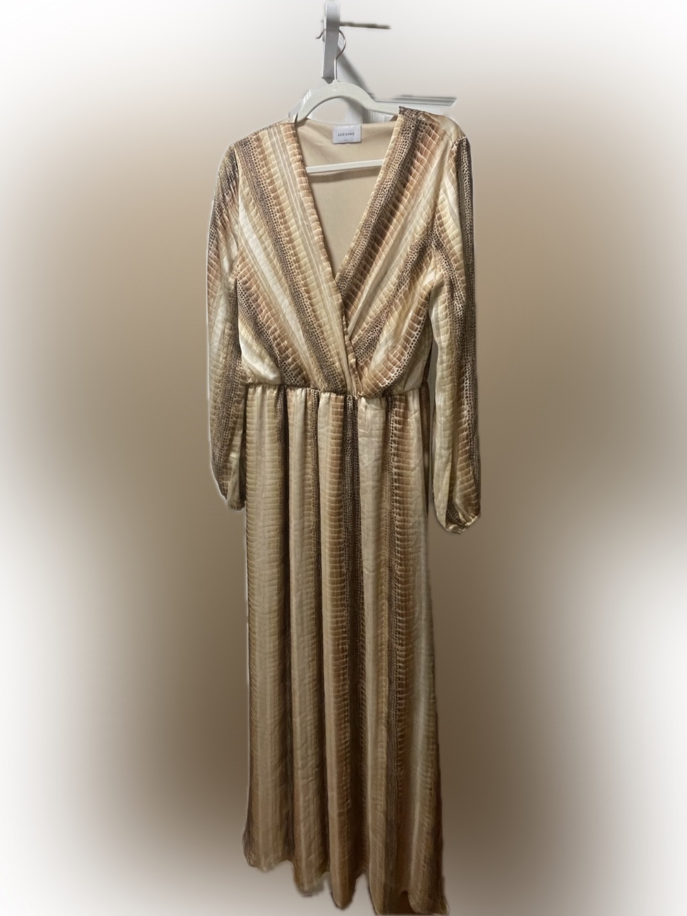 Gold Long Sleeve Wrap Maxi Dress